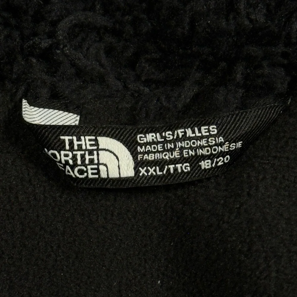 The North Face 600 Down Jacket Girls XXL 18/20 Shiny Black Fur Hood Puffer Youth